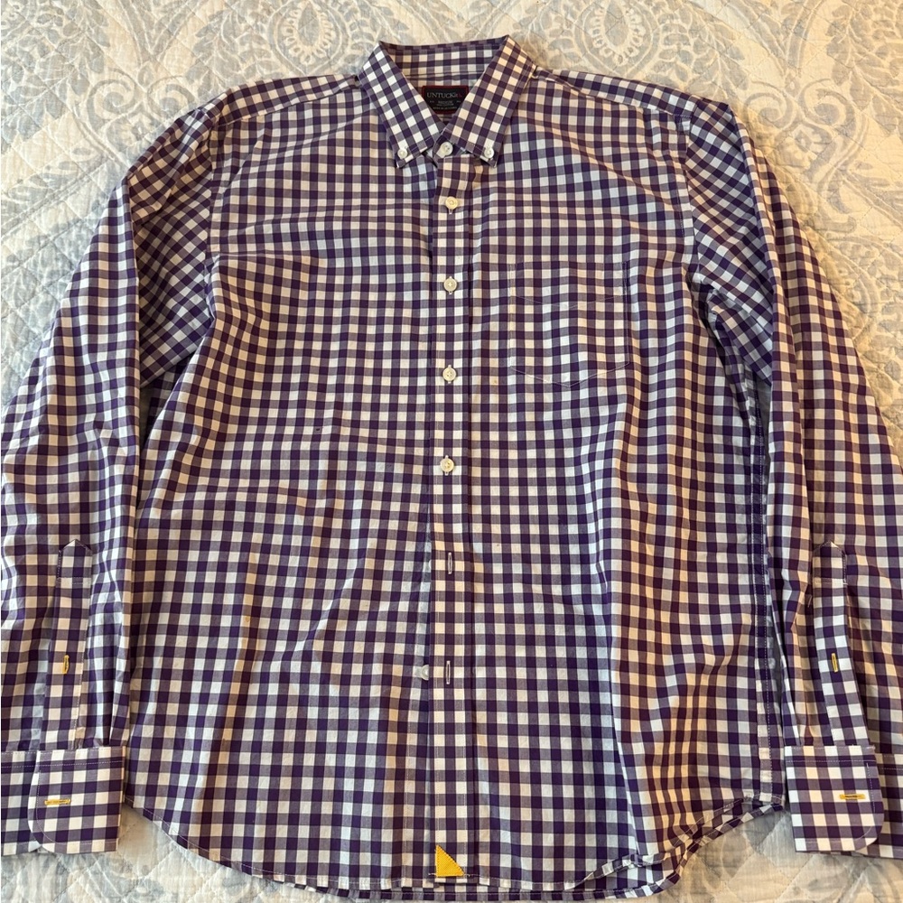 UNTUCKit Purple and White Button Down Dress Shirt, 100% cotton